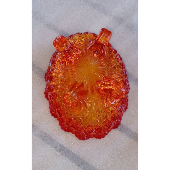 Vintage LG Wright Amberina Daisy and Button 4 Footed Bowl - Picture 6 of 8